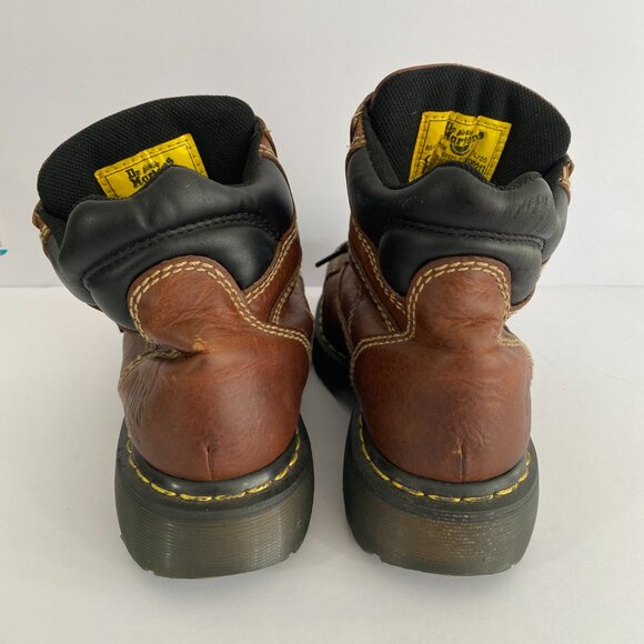 Dr Martens Brown Leather Chunky Steel Toe Industrial Boots 8845 Vintage Docs